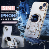 Cubierta de la caja del Soporte Oculto del Astronauta de la Galjanoplastia 6D para el iPhone