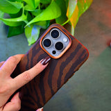 iPhone 15 Series Zebra Texture Rugged Leather Case with MagSafe