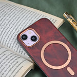 iPhone 15 Series Rugged Leather Textured MagSafe Case