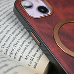 iPhone 15 Series Rugged Leather Textured MagSafe Case