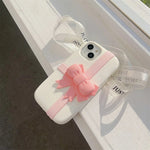 3D Pink Bow Gift Box Design Silicone Case - iPhone