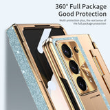 Luxury Crystal Cover Magnetic Bracket Protective Phone Case For Samsung Galaxy Z Fold 3/4/5 With Back Screen Glass