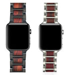 Correa de lujo para Apple Watch de madera natural y acero inoxidable