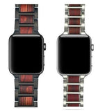 Correa de lujo para Apple Watch de madera natural y acero inoxidable